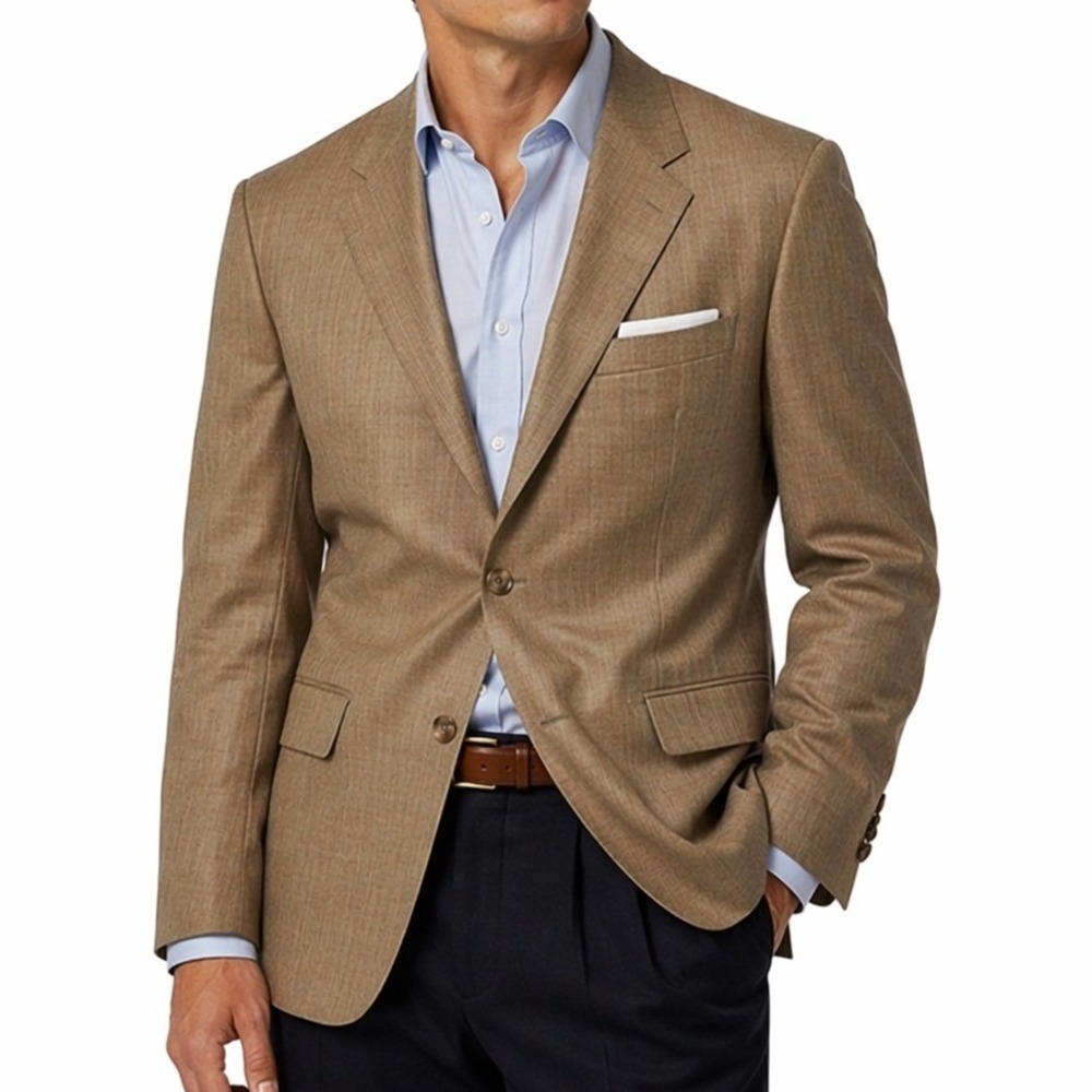 Vtg Lauren Ralph Lauren Blazer 40R Tan Wool Cavalry Twill Made Canada Mens Wear
